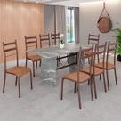 Conjunto Sala de Jantar Mesa Retangular 180x75cm Tampo Granito Topázio 8 Cadeiras Marselha