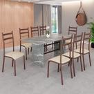 Conjunto Sala de Jantar Mesa Retangular 180x75cm Tampo Granito Topázio 8 Cadeiras Marselha