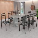 Conjunto Sala de Jantar Mesa Retangular 180x75cm Tampo Granito Topázio 8 Cadeiras Marselha
