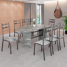 Conjunto Sala de Jantar Mesa Retangular 180x75cm Tampo Granito Topázio 8 Cadeiras Marselha
