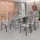 Conjunto Sala de Jantar Mesa Retangular 180x75cm Tampo Granito Topázio 8 Cadeiras Marselha Conjunto Sala de Jantar Mesa Retangular 180x75cm Tampo Granito Topázio 8 Cadeiras Marselha