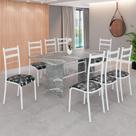 Conjunto Sala de Jantar Mesa Retangular 180x75cm Tampo Granito Topázio 8 Cadeiras Marselha