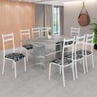 Conjunto Sala de Jantar Mesa Retangular 180x75cm Tampo Granito Topázio 8 Cadeiras Marselha Conjunto Sala de Jantar Mesa Retangular 180x75cm Tampo Granito Topázio 8 Cadeiras Marselha