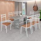 Conjunto Sala de Jantar Mesa Retangular 180x75cm Tampo Granito Topázio 8 Cadeiras Marselha