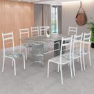 Conjunto Sala de Jantar Mesa Retangular 180x75cm Tampo Granito Topázio 8 Cadeiras Marselha