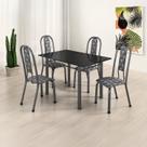 Conjunto Sala de Jantar Mesa Retangular Tampo Ardósia Indiana 4 Cadeiras Fortaleza Prata/Branco/Preto Conjunto Sala de Jantar Mesa Retangular Tampo Ardósia Indiana 4 Cadeiras Fortaleza Prata/Branco/Preto