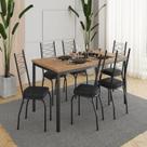 Conjunto Sala de Jantar Mesa Retangular Tampo BP com 6 Cadeiras Adriana