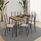 Conjunto Sala de Jantar Mesa Retangular Tampo BP com 6 Cadeiras Adriana