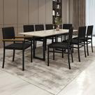 Conjunto Sala de Jantar Mesa Retangular Tampo de Vidro Itália com 8 Cadeiras Madri