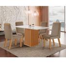 Conjunto Sala de Jantar Mesa Riviera com Tampo de Vidro 120cm e 4 Cadeiras Riviera LJ Móveis