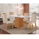 Conjunto Sala de Jantar Mesa Riviera com Tampo de Vidro 120cm e 4 Cadeiras Riviera LJ Móveis