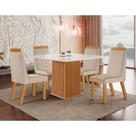 Conjunto Sala de Jantar Mesa Riviera com Tampo de Vidro 90cm e 4 Cadeiras Riviera LJ Móveis