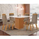Conjunto Sala de Jantar Mesa Riviera com Tampo de Vidro 90cm e 4 Cadeiras Riviera LJ Móveis