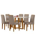 Conjunto Sala de Jantar Mesa Rubi 160X90 6 Cadeiras Ana Ype/Off White/Suede Marrom