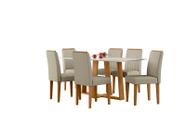 Conjunto Sala de Jantar Mesa Rubi 160X90 6 Cadeiras Ana Ype/Off White/Veludo Nude
