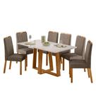 Conjunto Sala de Jantar Mesa Rubi 160X90 6 Cadeiras Anitta Ype/Off White/Suede Marrom Conjunto Sala de Jantar Mesa Rubi 160X90 6 Cadeiras Anitta Ype/Off White/Suede Marrom