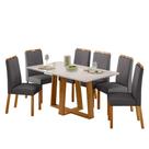 Conjunto Sala de Jantar Mesa Rubi 160X90 6 Cadeiras Anitta Ype/Off White/Veludo Cinza