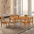 Conjunto Sala de Jantar Mesa Tampo 180cm Canto Copo de MDF e 6 Cadeiras Dublin Cleo Yescasa Marrom/Turim/Marromle