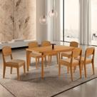 Conjunto Sala de Jantar Mesa Tampo 180cm Canto Copo de Mdf e 6 Cadeiras Dublin Cleo Yescasa