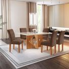 Conjunto Sala de Jantar Mesa Tampo Dakota Plus Vidro 160X80cm com 6 Cadeiras Laura Yescasa