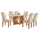 Conjunto Sala de Jantar Mesa Tampo Dakota Plus Vidro 160x80cm com 6 Cadeiras Laura Yescasa