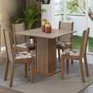 Conjunto Sala de Jantar Mesa Tampo de Madeira 4 Cadeiras Alana Madesa