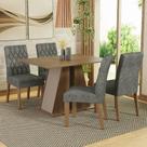Conjunto Sala de Jantar Mesa Tampo de Madeira 4 Cadeiras Gisele Madesa