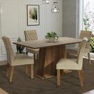 Conjunto Sala de Jantar Mesa Tampo de Madeira 4 Cadeiras Imperial Ashley Madesa
