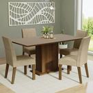 Conjunto Sala de Jantar Mesa Tampo de Madeira 4 Cadeiras Imperial Keila Madesa