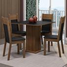 Conjunto Sala De Jantar Mesa Tampo De Madeira 4 Cadeiras