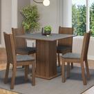 Conjunto Sala de Jantar Mesa Tampo de Madeira 4 Cadeiras Rustic/Cinza/Silver Samara Madesa