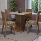 Conjunto Sala De Jantar Mesa Tampo De Madeira 4 Cadeiras Rustic/crema/bege Marrom Samara Madesa