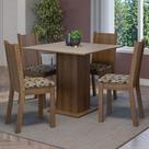 Conjunto Sala de Jantar Mesa Tampo de Madeira 4 Cadeiras Rustic/Crema Samara Madesa