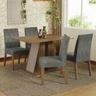 Conjunto Sala de Jantar Mesa Tampo de Madeira 4 Cadeiras Rustic/Crema/Silver Agnes Madesa Conjunto Sala de Jantar Mesa Tampo de Madeira 4 Cadeiras Rustic/Crema/Silver Agnes Madesa