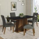 Conjunto Sala de Jantar Mesa Tampo de Madeira 4 Cadeiras Rustic/Preto/Silver Ashley Madesa