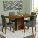 Conjunto Sala de Jantar Mesa Tampo de Madeira 4 Cadeiras Silver Keila Madesa Conjunto Sala de Jantar Mesa Tampo de Madeira 4 Cadeiras Silver Keila Madesa