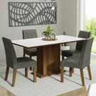 Conjunto Sala de Jantar Mesa Tampo de Madeira 4 Cadeiras Silver Keila Madesa