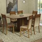 Conjunto Sala de Jantar Mesa Tampo de Madeira 6 Cadeiras Augusta Madesa