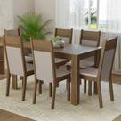 Conjunto Sala de Jantar Mesa Tampo de Madeira 6 Cadeiras Bahamas Madesa