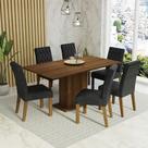 Conjunto Sala de Jantar Mesa Tampo de Madeira 6 Cadeiras Hanna Madesa