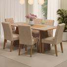 Conjunto Sala de Jantar Mesa Tampo de Madeira 6 Cadeiras Madison Madesa