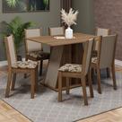 Conjunto Sala De Jantar Mesa Tampo De Madeira 6 Cadeiras Rustic/crema/bege Marrom Wendy Madesa