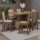 Conjunto Sala de Jantar Mesa Tampo de Madeira 6 Cadeiras Rustic/Crema/Bege Wendy Madesa Conjunto Sala de Jantar Mesa Tampo de Madeira 6 Cadeiras Rustic/Crema/Bege Wendy Madesa