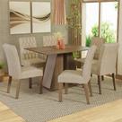 Conjunto Sala de Jantar Mesa Tampo de Madeira 6 Cadeiras Rustic/Crema/Imperial Fabiana Madesa