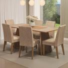 Conjunto Sala de Jantar Mesa Tampo de Madeira 6 Cadeiras Rustic/Crema/Imperial Simone Madesa