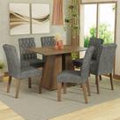 Conjunto Sala de Jantar Mesa Tampo de Madeira 6 Cadeiras Rustic Fabiana Madesa