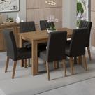 Conjunto Sala de Jantar Mesa Tampo de Madeira 6 Cadeiras Rustic/Oxford Allegro Madesa