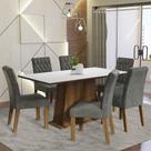 Conjunto Sala de Jantar Mesa Tampo de Madeira 6 Cadeiras Silver Britney Madesa Conjunto Sala de Jantar Mesa Tampo de Madeira 6 Cadeiras Silver Britney Madesa