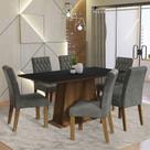 Conjunto Sala de Jantar Mesa Tampo de Madeira 6 Cadeiras Silver Britney Madesa Conjunto Sala de Jantar Mesa Tampo de Madeira 6 Cadeiras Silver Britney Madesa