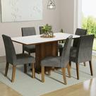 Conjunto Sala de Jantar Mesa Tampo de Madeira 6 Cadeiras Silver Renata Madesa Conjunto Sala de Jantar Mesa Tampo de Madeira 6 Cadeiras Silver Renata Madesa